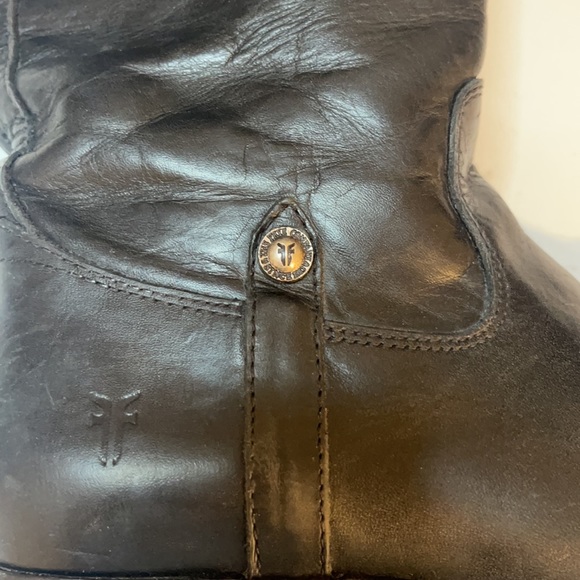 Frye-Melissa Button Black Leather Zip-up Tall Equestrian Riding Boots Sz 8 - Picture 13 of 16